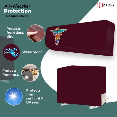 Hizing Air Conditioner  Cover(Width: 112 cm, Maroon, Blue)