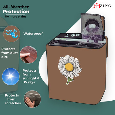 Hizing Semi-Automatic Washing Machine  Cover(Width: 90 cm, Beige, Yellow)