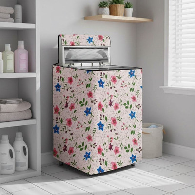 Visutra Top Loading Washing Machine  Cover(Width: 66 cm, Maroon, Brown, and Black Floral Pattern)
