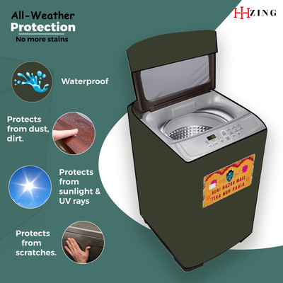 Hizing Top Loading Washing Machine  Cover(Width: 54 cm, Green, Orange)