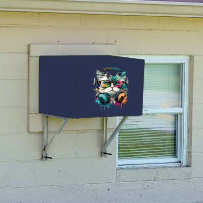 JM Homefurnishings Air Conditioner  Cover(Width: 69 cm, Blue)