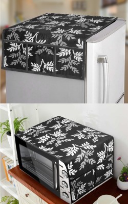 E-Retailer Refrigerator  Cover(Width: 53 cm, Length-99cm) and oven Top Cover With Utility Pockets (Black, Pack of-2Pcs)