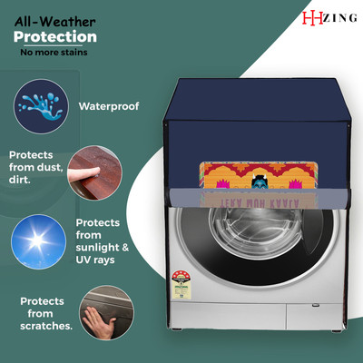 Hizing Front Loading Washing Machine  Cover(Width: 62 cm, Blue, Orange)