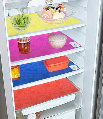 KUBER INDUSTRIES Fridge Mat(Width: 48 cm, Blue, Pink,Red & Yellow)