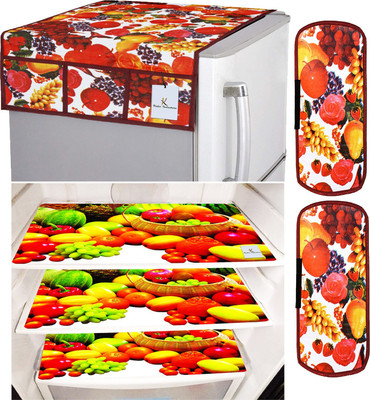 KUBER INDUSTRIES Refrigerator  Cover(Width: 56 cm, Red & White)