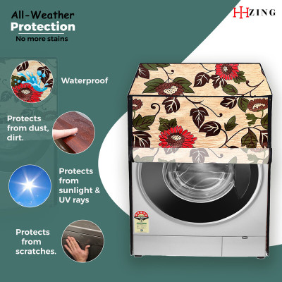 Hizing Front Loading Washing Machine  Cover(Width: 66 cm, Beige, Red)