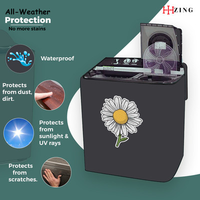 Hizing Semi-Automatic Washing Machine  Cover(Width: 90 cm, Grey, Yellow)