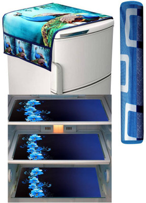 LAPHINO Refrigerator  Cover(Width: 100 cm, BLUE)