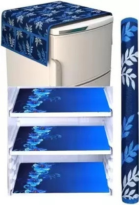 Kanushi Industries Refrigerator  Cover(Width: 91 cm, Blue, Grey)