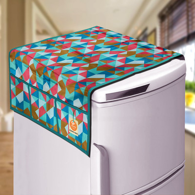 Kanushi Industries Refrigerator  Cover(Width: 54 cm, Green, Cream)