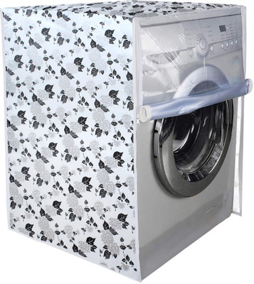 The Furnishing Tree Front Loading Washing Machine  Cover(Width: 66 cm, Front Loading Washing Machine Cover 8 KG Floral Pattern Black & white)