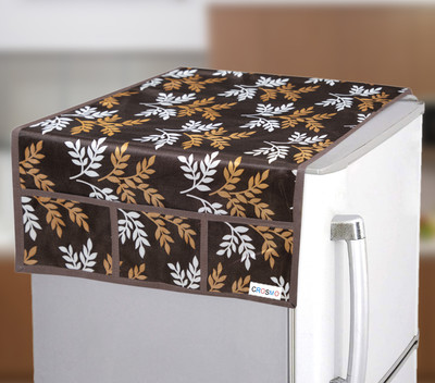 Crosmo Refrigerator  Cover(Width: 56 cm, Brown, White)
