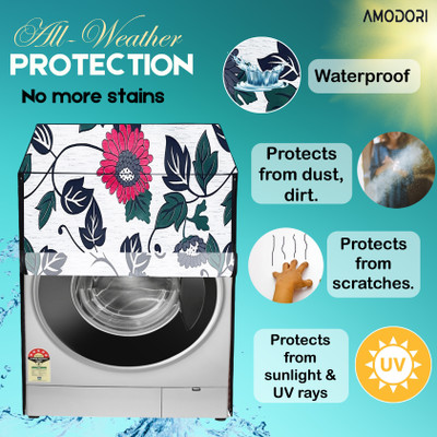 Amodori Front Loading Washing Machine  Cover(Width: 72 cm, White, Red)