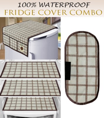 Comfort House Refrigerator  Cover(Width: 99 cm, Brown, Cream)