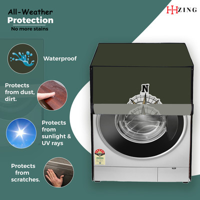Hizing Front Loading Washing Machine  Cover(Width: 69 cm, Green, Silver)