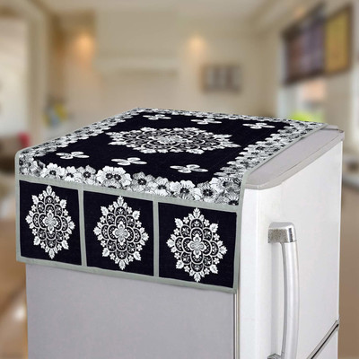 E-Retailer Refrigerator  Cover(Width: 53 cm, Black & White)