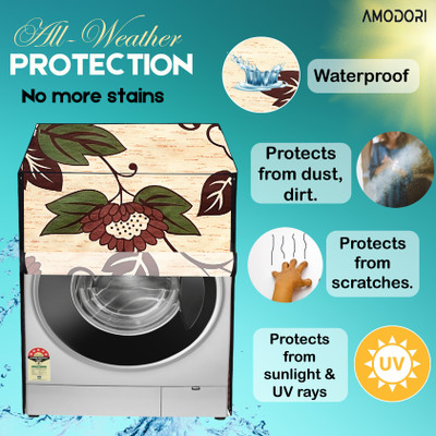 Amodori Front Loading Washing Machine  Cover(Width: 61 cm, Beige, Red)