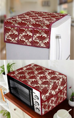 E-Retailer Refrigerator  Cover(Width: 53 cm, Length-99cm) and oven Top Cover With Utility Pockets (Maroon, Pack of-2Pcs)