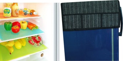 KUBER INDUSTRIES Refrigerator  Cover(Width: 98 cm, Black)