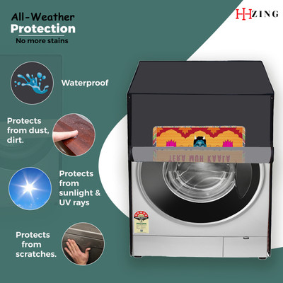 Hizing Front Loading Washing Machine  Cover(Width: 73 cm, Grey, Orange)