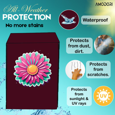 Amodori Front Loading Washing Machine  Cover(Width: 62 cm, Maroon, Yellow)