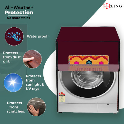 Hizing Front Loading Washing Machine  Cover(Width: 63 cm, Maroon, Orange)