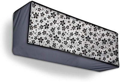 MW PRINTS Air Conditioner  Cover(Width: 114.3 cm, GREY BLACK FLOWER)