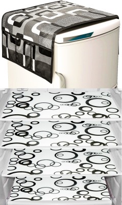 LooMantha Refrigerator  Cover(Width: 55 cm, Black, White)