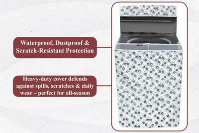 The Furnishing Tree Top Loading Washing Machine  Cover(Width: 66 cm, Top Loading Washing Machine Cover 8 KG Floral Pattern Light Gray)