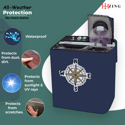 Hizing Semi-Automatic Washing Machine  Cover(Width: 78 cm, Blue, Silver)