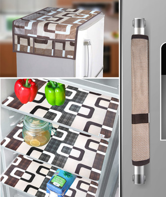 Crosmo Refrigerator  Cover(Width: 64 cm, Brown, White)