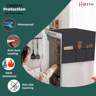 Hizing Refrigerator  Cover(Width: 55.879999999999995 cm, Grey)