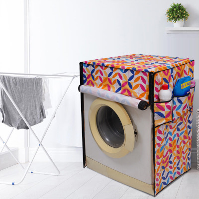 Glassiano Front Loading Washing Machine  Cover(Width: 66.04 cm, White & Orange)