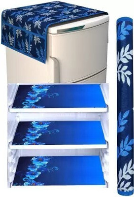 Crosmo Refrigerator  Cover(Width: 64 cm, Blue)