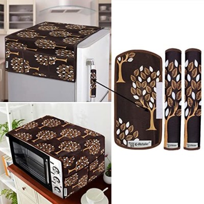 E-Retailer Refrigerator  Cover(Width: 53 cm, Length-99cm) With Handle Cover and Microwave Oven Top Cover (Brown, Pack of-5Pcs)