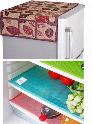 KUBER INDUSTRIES Refrigerator  Cover(Width: 56 cm, Brown & Maroon)