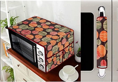 E-Retailer Microwave Oven  Cover(Width: 35 cm, Length-91cm) With utility Pockets and 1Pc Handle Cover (Multi, Pack of-2Pcs)