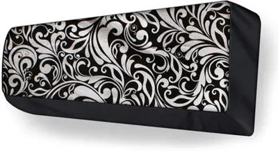 MW PRINTS Air Conditioner  Cover(Width: 114.3 cm, Split AC Cover Indoor Unit for 1.5 Ton, Digital Prints, Black Leaves & Floral)