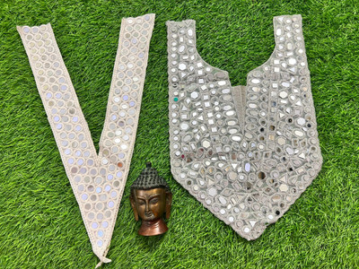 Shri Ganesh Impex Applique Patch(2, White, Silver)