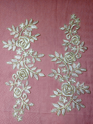 Unique bridal applique patche Applique Patch(2, White, Gold)