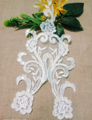 Unique Bridal sequence patch Applique Patch(1, White)