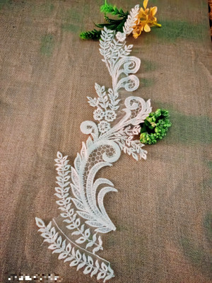 Unique Bridal moti white patch Applique Patch(1, White)