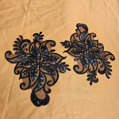 Styraze Flower Organza Applique Patch(2, Black)
