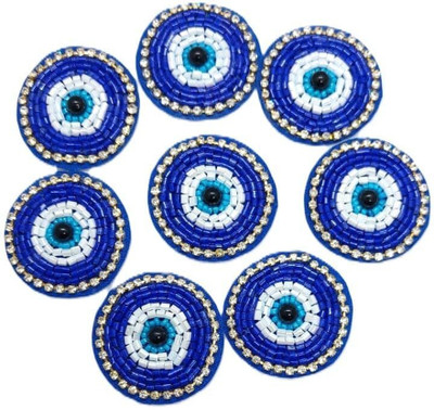 KALKA TRADERS Evil Eye Round Stone & Beads Patch – 5 cm Applique for Craft (Pack of 10)