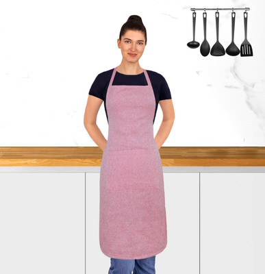 OASIS Cotton Home Use Apron - Free Size(Pink, Single Piece)