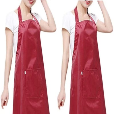 AIKOZIYA PVC Chef's Apron - Free Size(Red, Pack of 2)