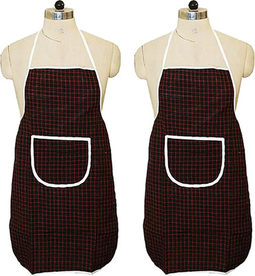 KUBER INDUSTRIES Cotton Home Use Apron - Free Size(Maroon, Pack of 2)
