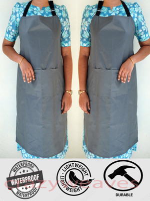 CRAZYWEAVES Cotton Chef's Apron - Free Size(Grey, Pack of 2)