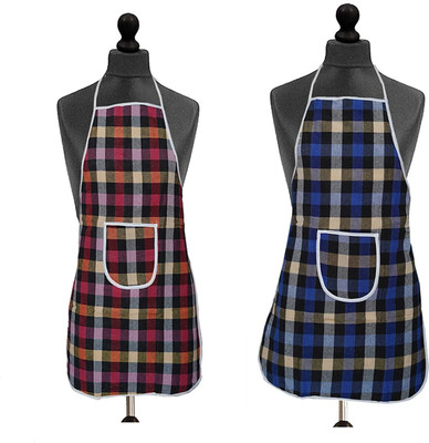 Comfort House Cotton Home Use Apron - Free Size(Multicolor, Pack of 2)