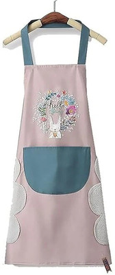 VAGMI STORE Polyester Home Use Apron - Free Size(Pink, Single Piece)